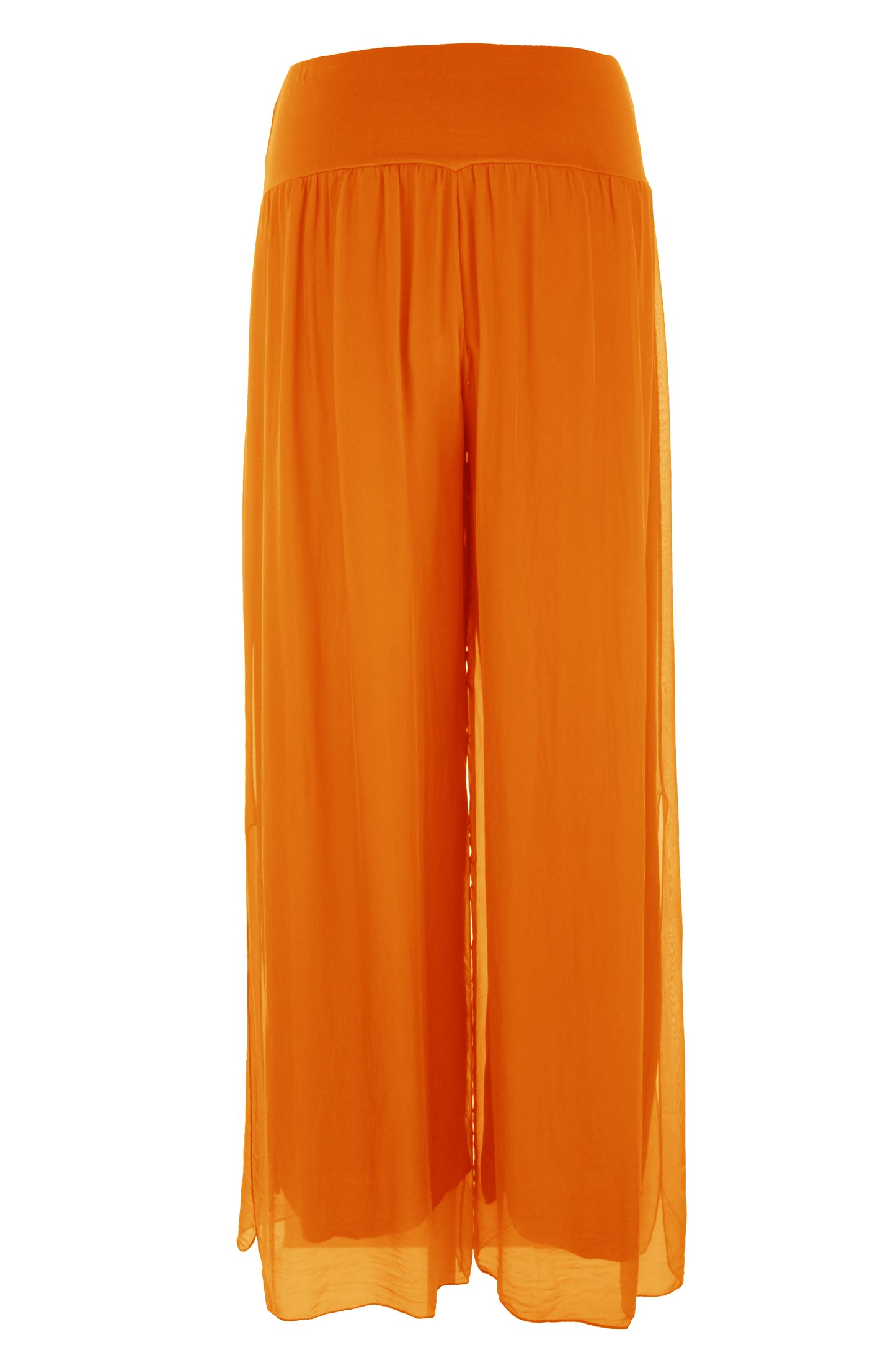 Side Slit Wide Leg Silk Trouser