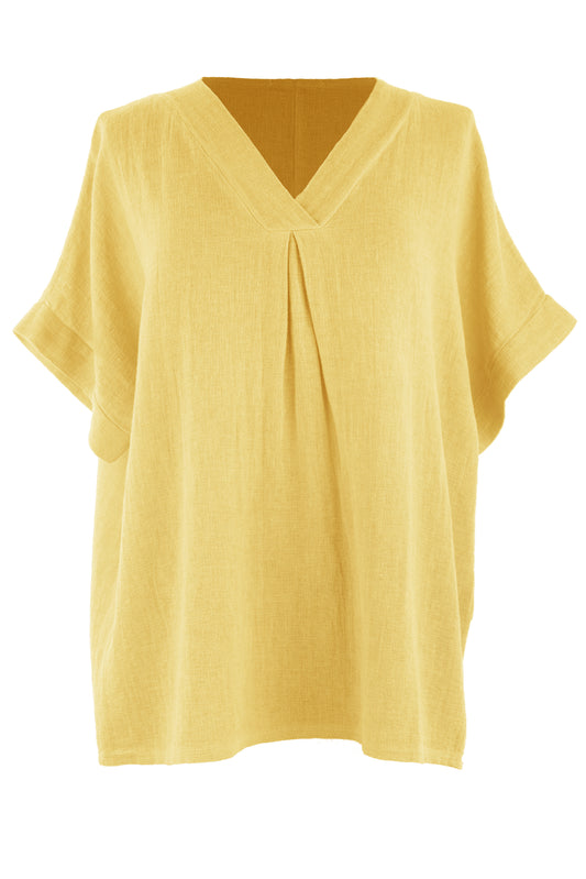 V Neck Teabag Linen Top
