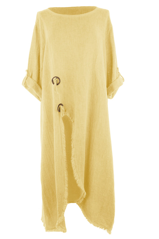 Slit Front Teabag Linen Dress