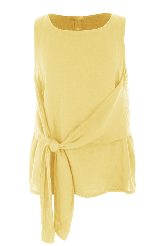 Sleeveless Side Tie Linen Top