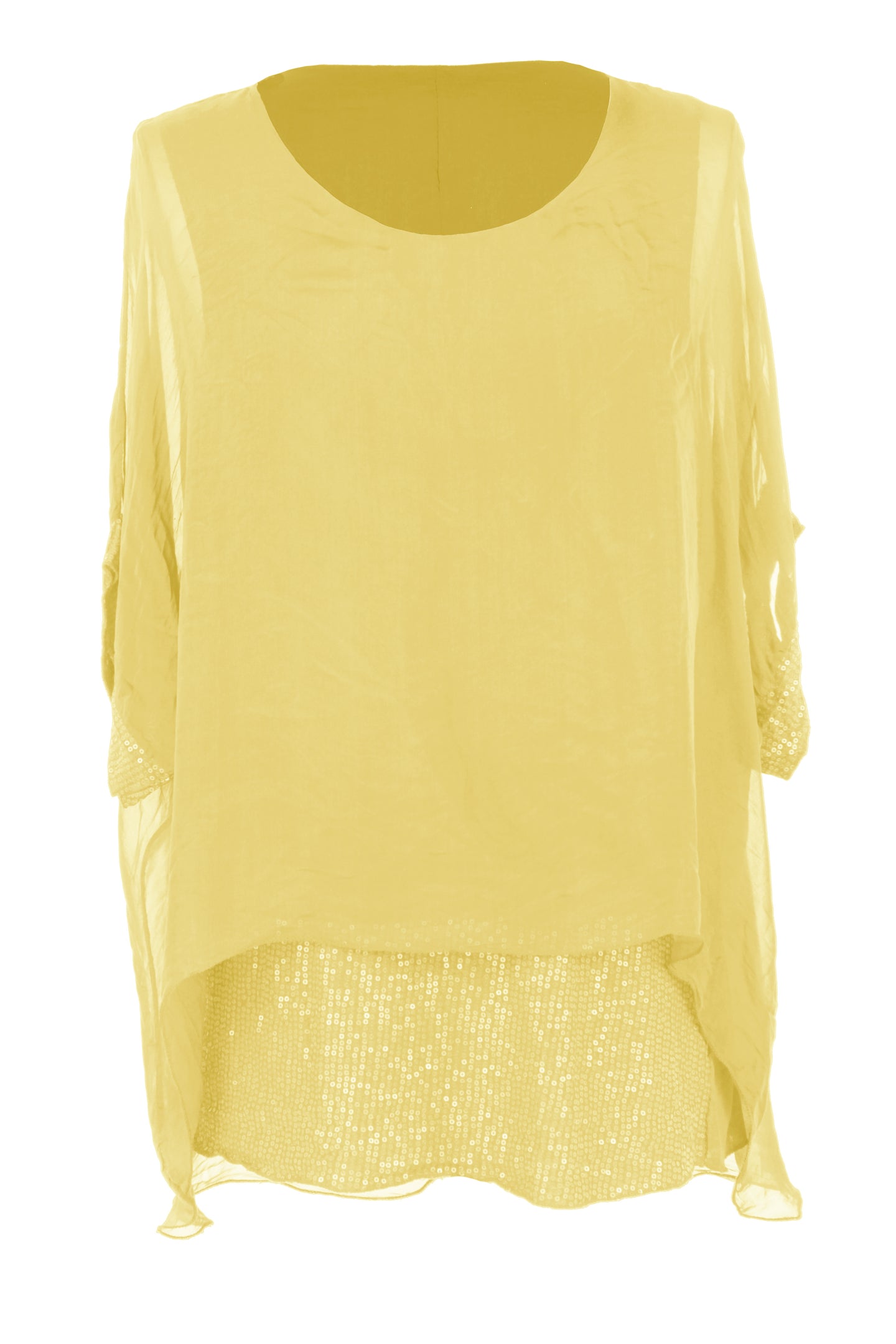 Sequin Hem Silk Top