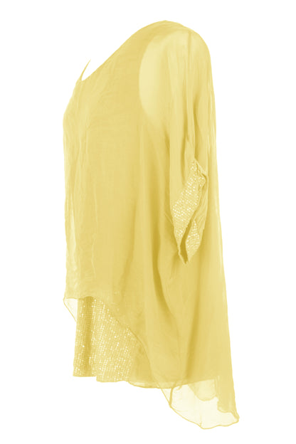 Sequin Hem Silk Top