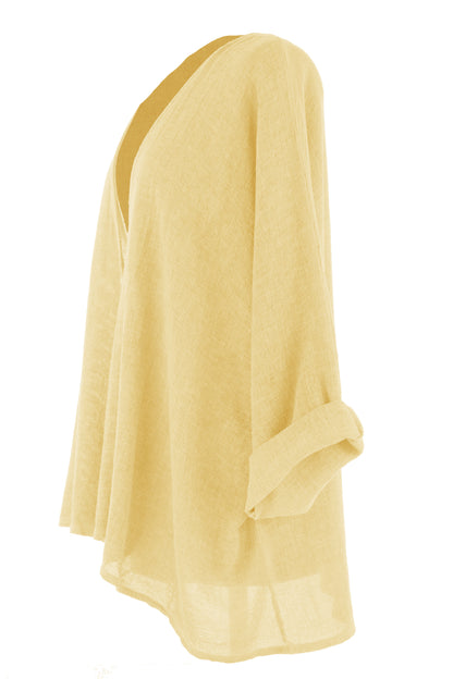 One Button Linen Cardigan