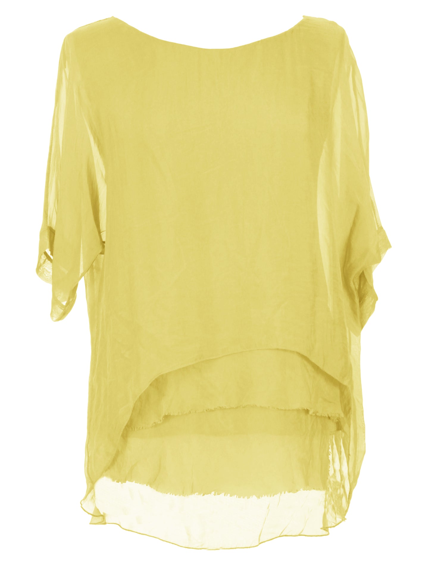 Frayed Hem Silk Top