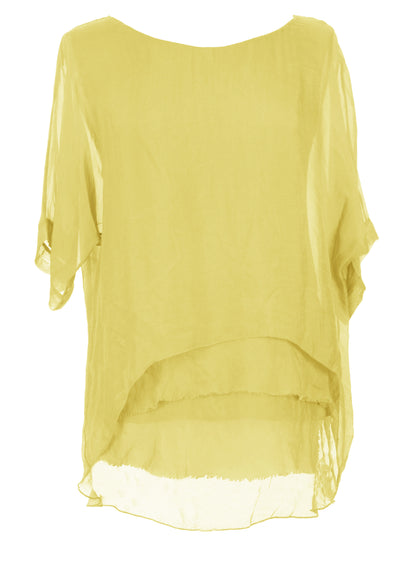Frayed Hem Silk Top