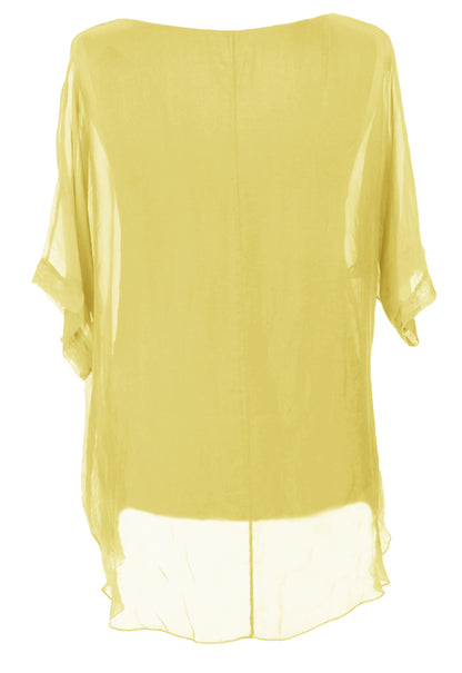 Frayed Hem Silk Top