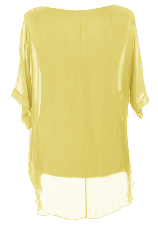 Frayed Hem Silk Top