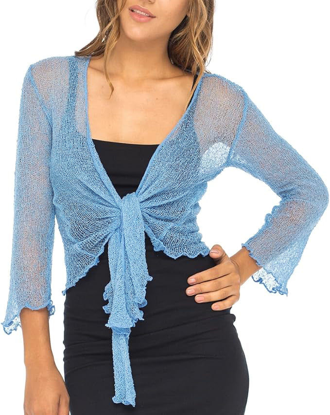 Tie Front Mesh Shrug