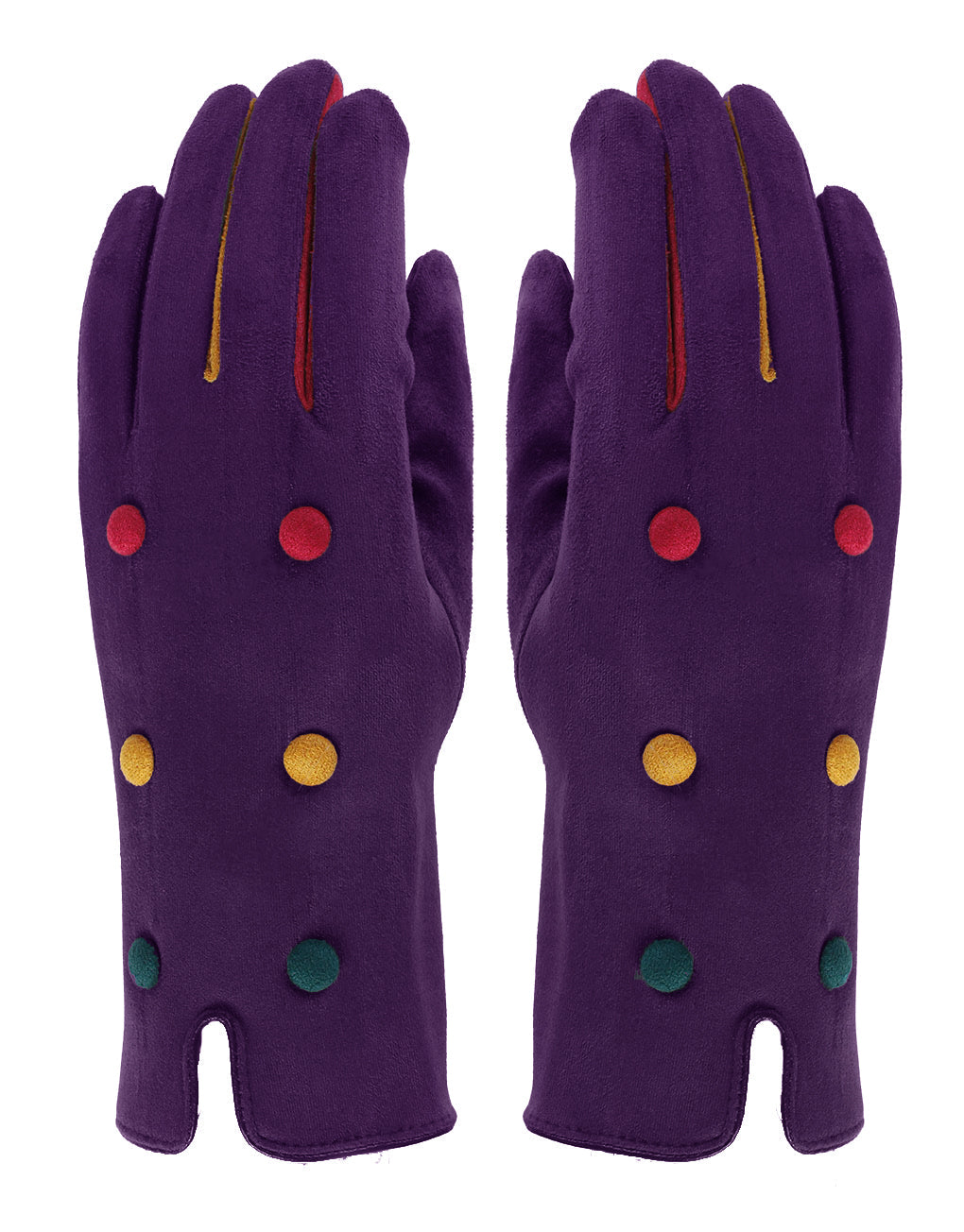 Button Detail Suede Gloves