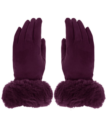 Faux Fur Cuff Suede Gloves