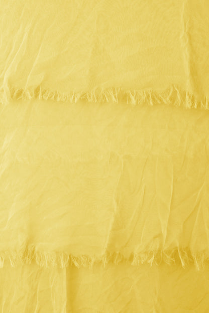 Sleeveless Frayed Detail Silk Midi
