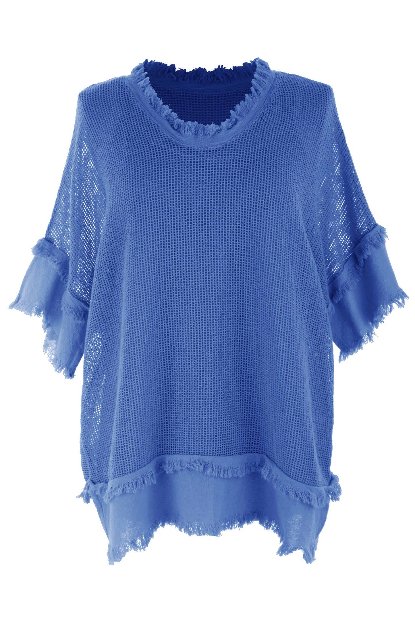 Frayed Trim Mesh Top with Vest