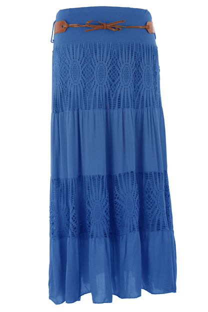 Crochet Tiered Belt Midi Skirt