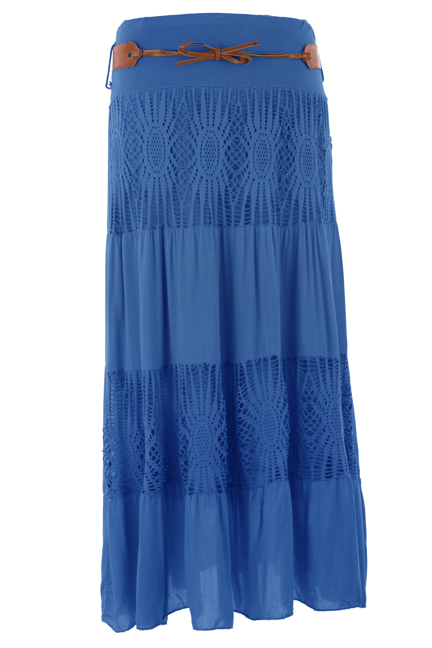 Crochet Tiered Belt Midi Skirt