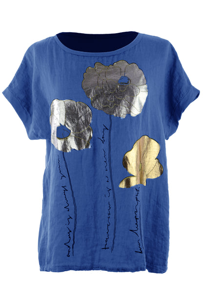 Foil Flower Linen Top