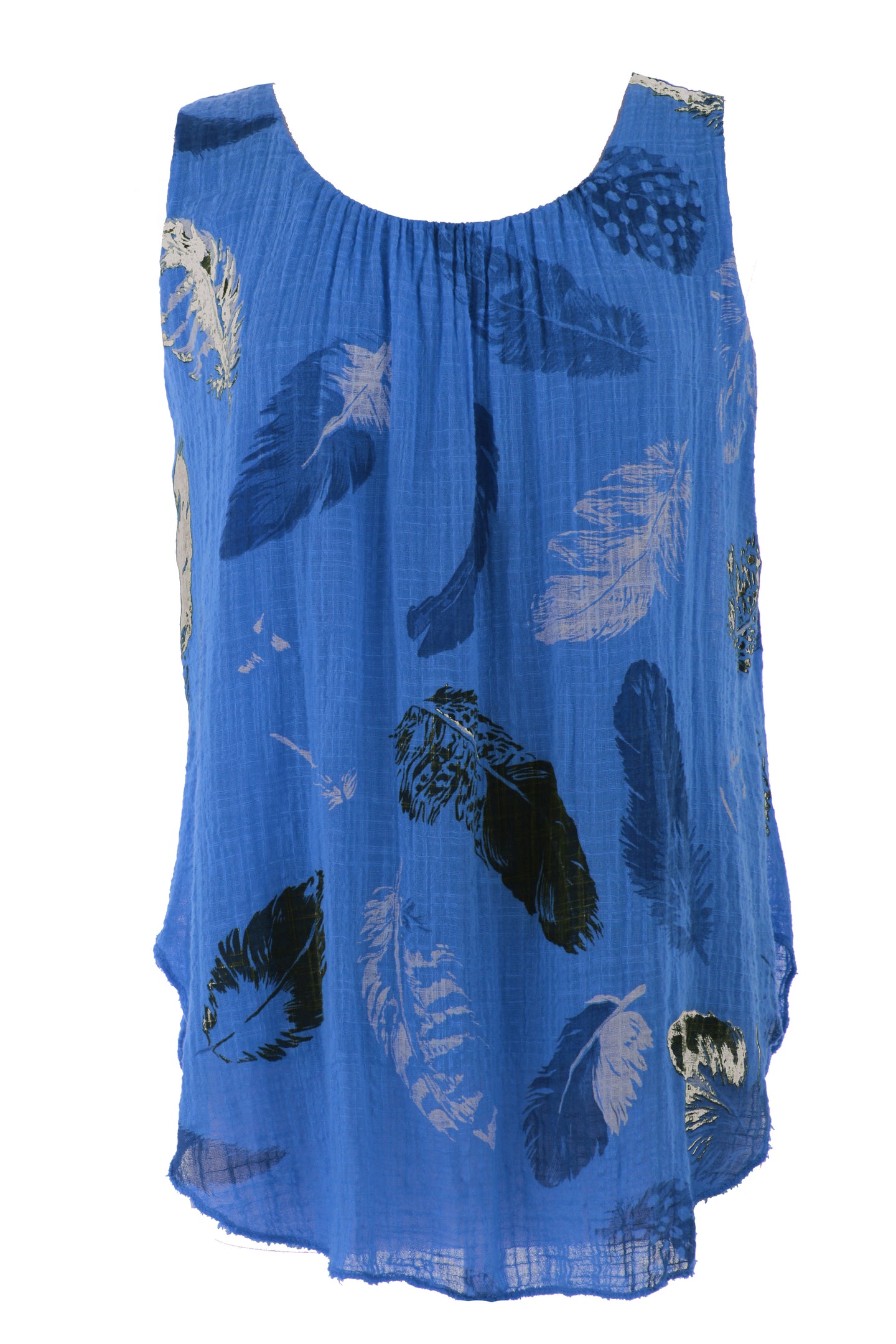 Feather Print Cheesecloth Vest