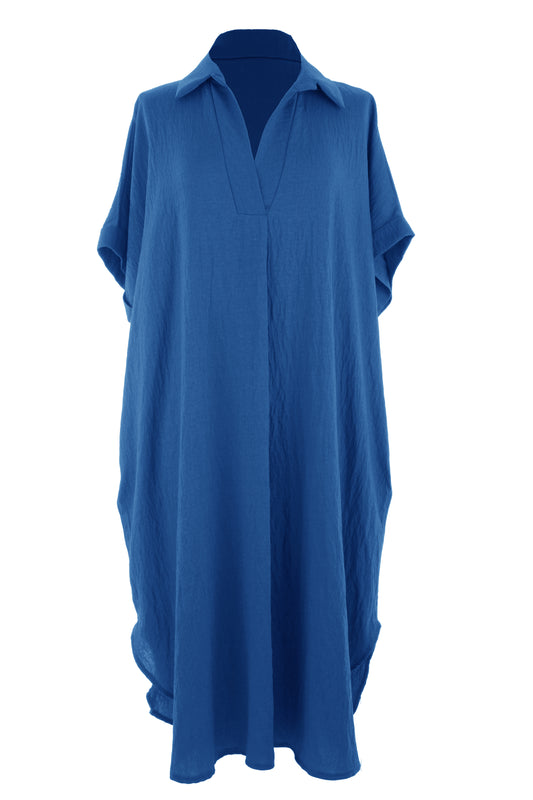 Plain Batwing Collar Midi