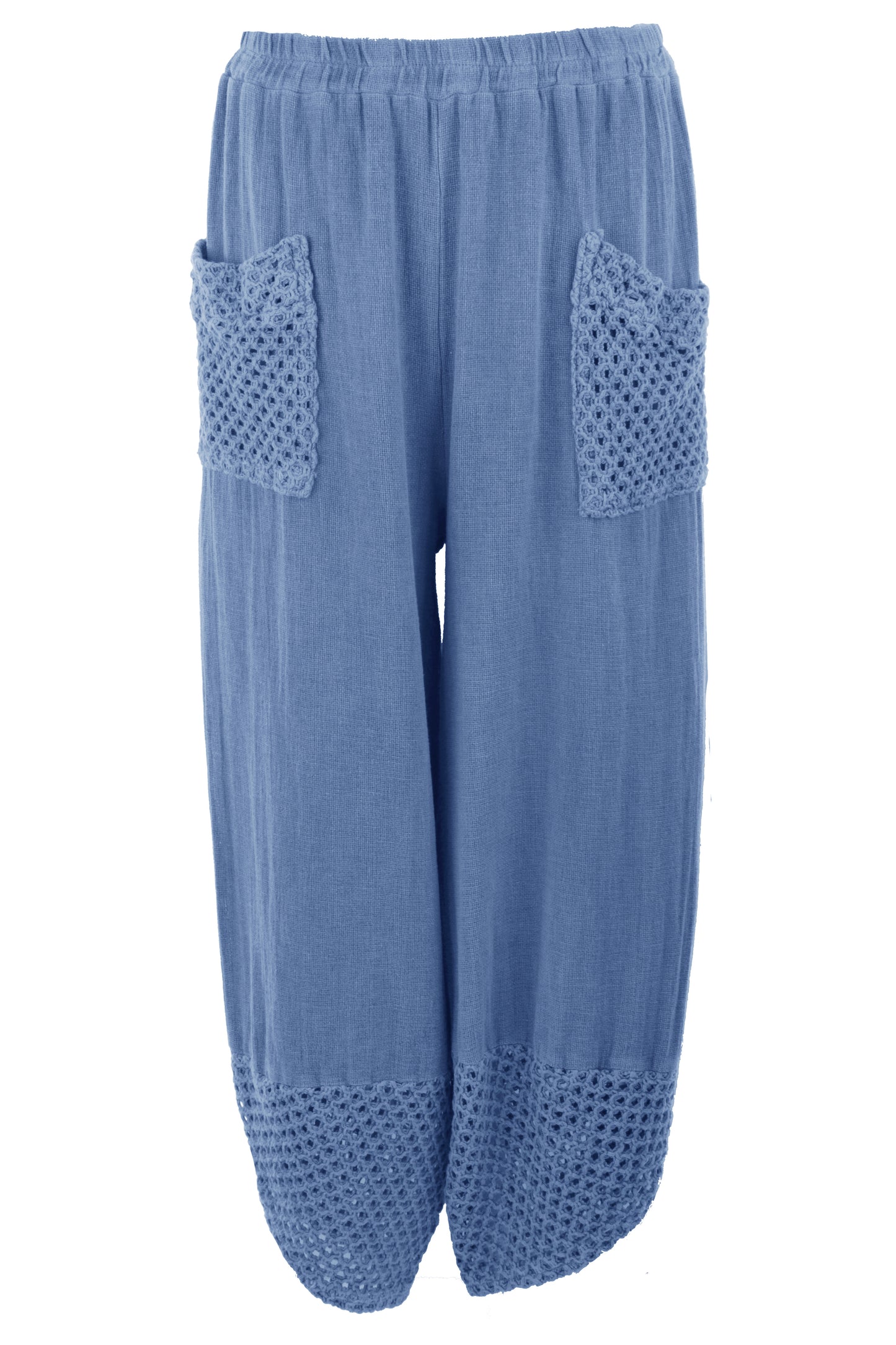 2 Crochet Pocket Barrel Leg Teabag Trouser