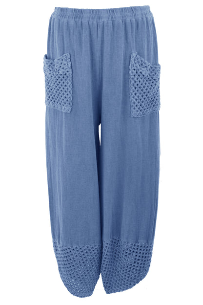 2 Crochet Pocket Barrel Leg Teabag Trouser