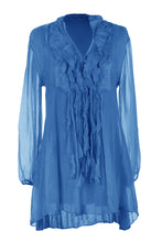 Load image into Gallery viewer, Frill Neck Silk Tassel Tunic
