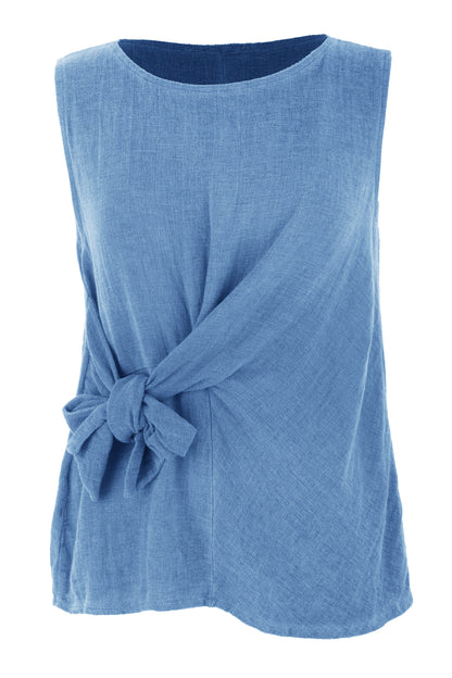 Side Tie Teabag Linen Top