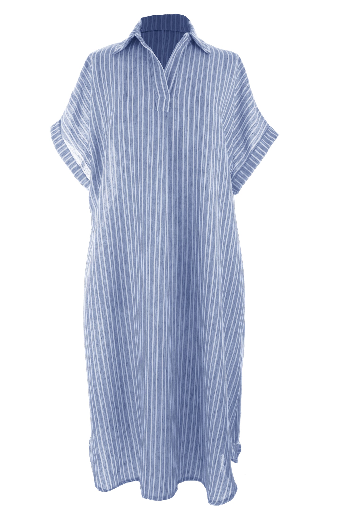 Stripe Print Collar Midi