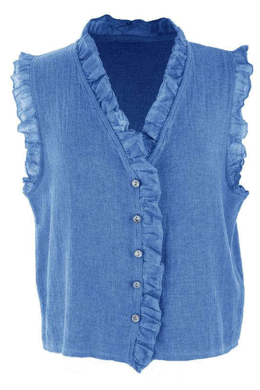 Sleeveless Frill Trim Teabag Top