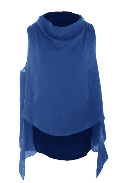 Sleeveless Cowl Neck Linen Top