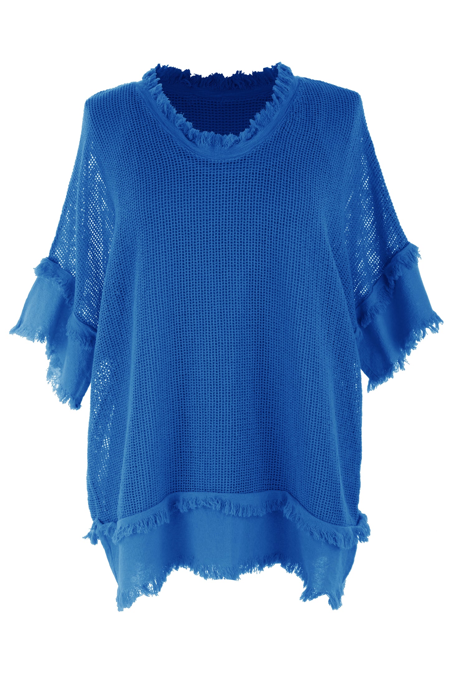 Frayed Trim Mesh Top with Vest