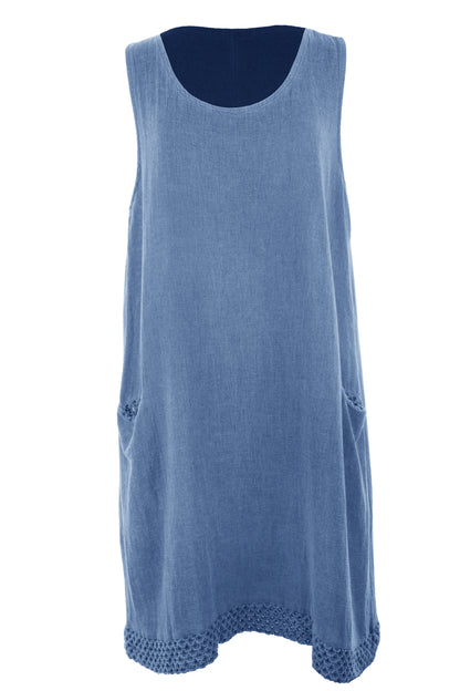 Sleeveless 2 Pocket Teabag Linen Dress