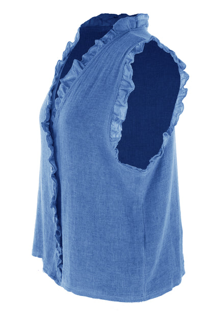 Sleeveless Frill Trim Teabag Top