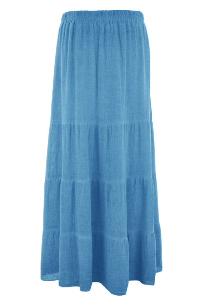 Tiered Teabag Linen Maxi Skirt
