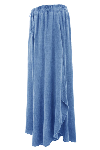 Side Slit Wide Leg Teabag Linen Trouser