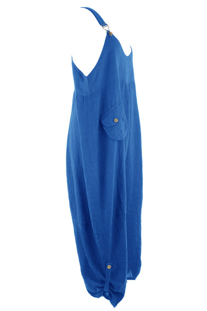 Flap Pocket Linen Jumpsuit