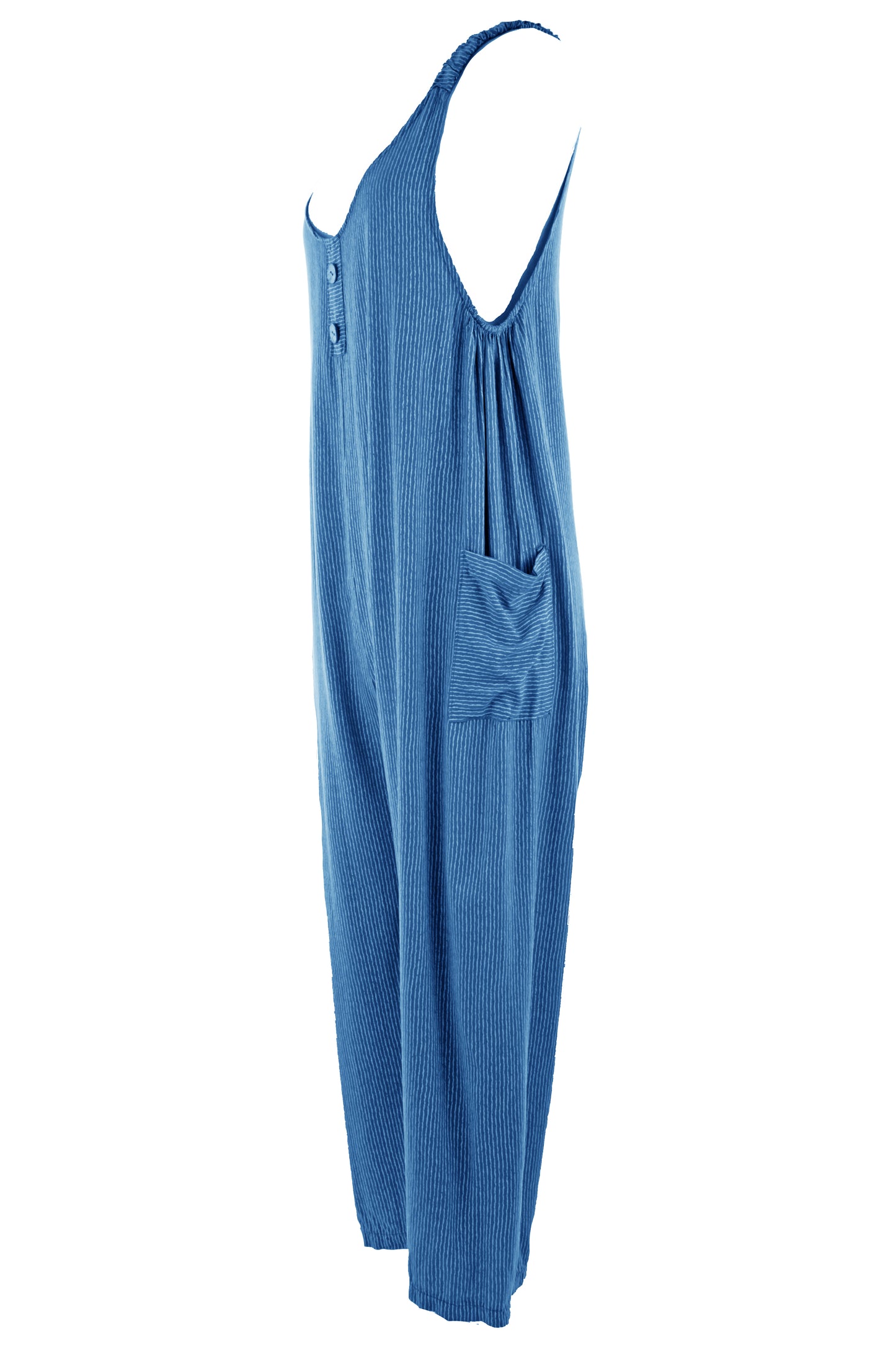 Button Detail Stripe Jumpsuit