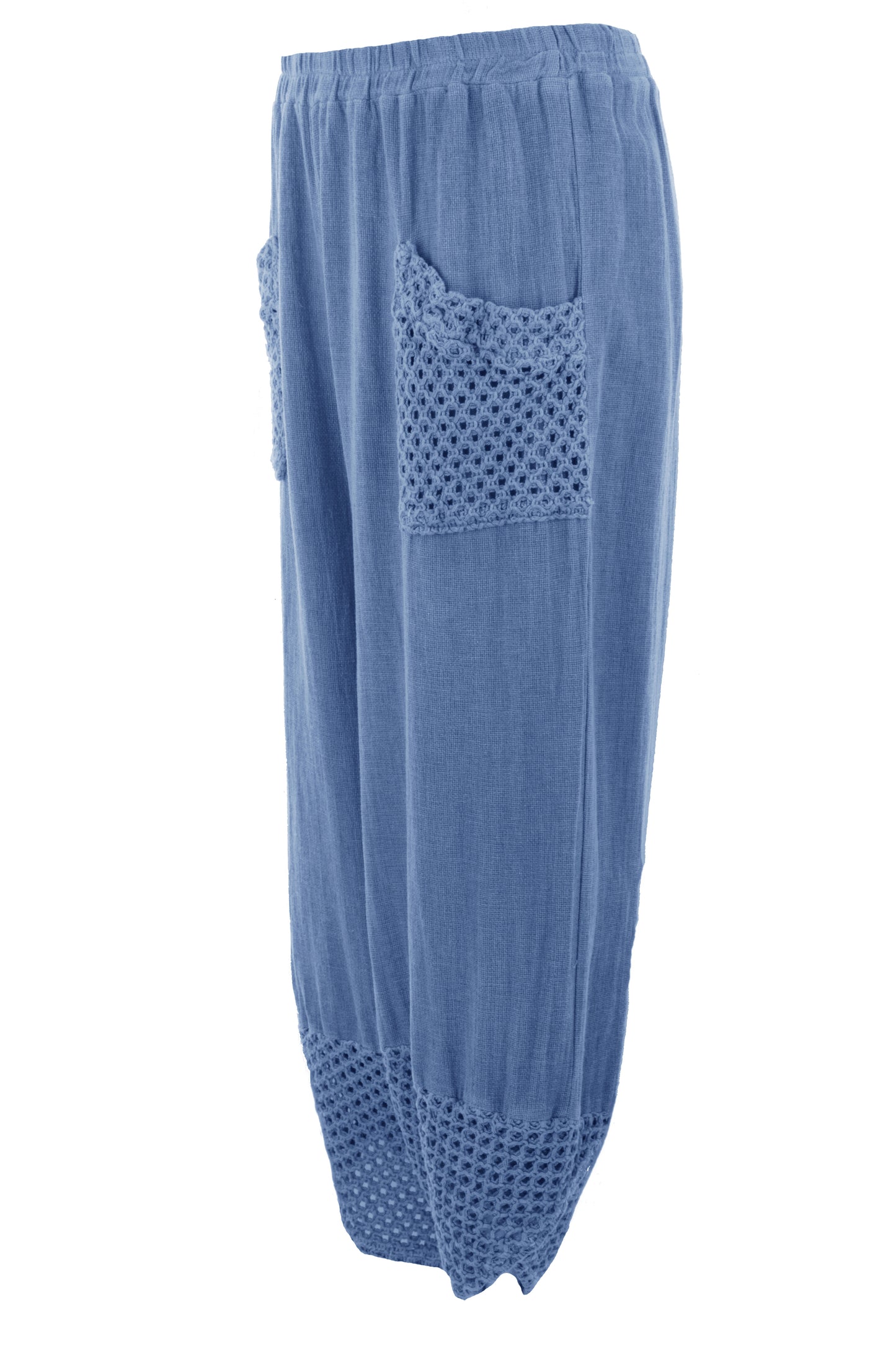 2 Crochet Pocket Barrel Leg Teabag Trouser