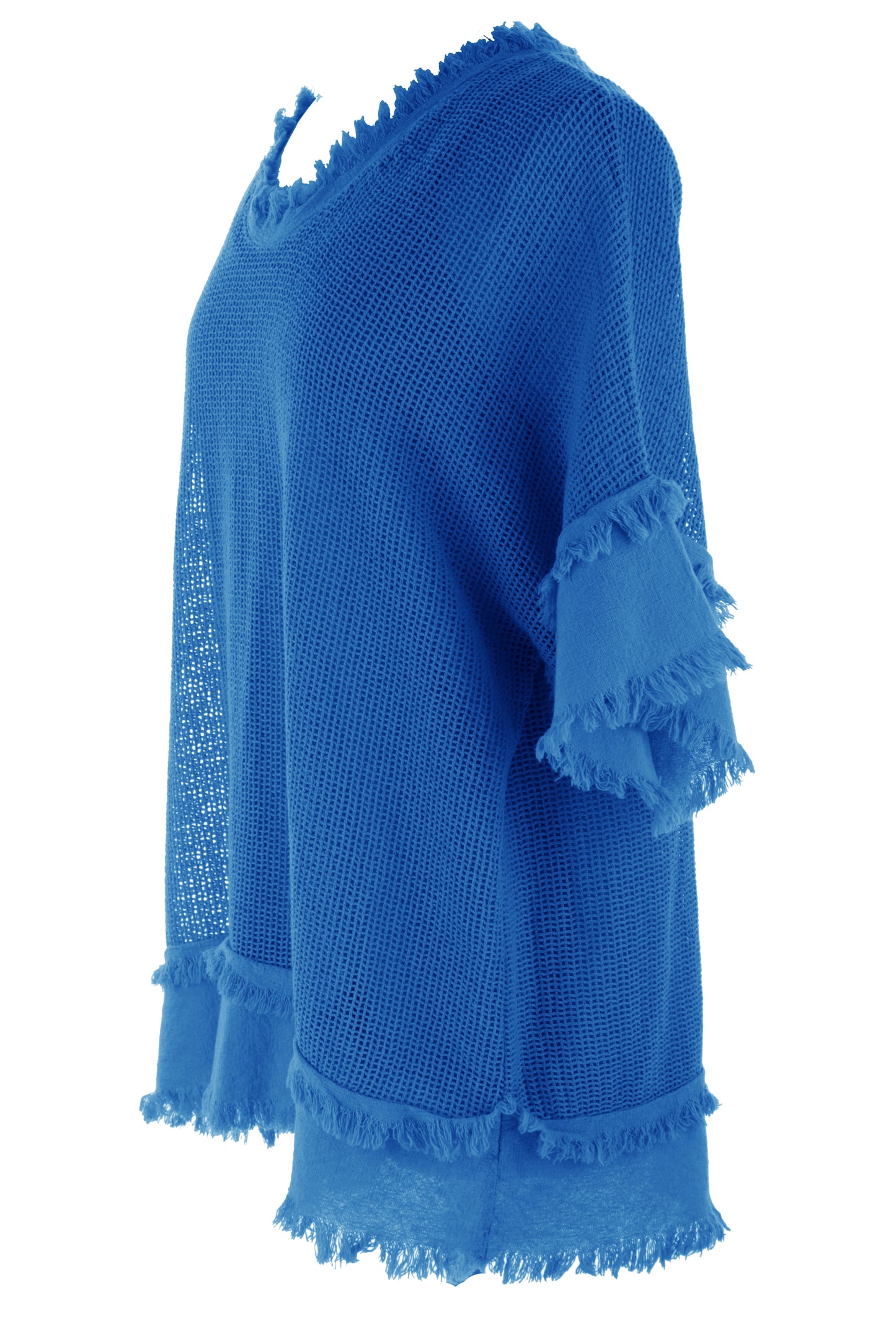 Frayed Trim Mesh Top with Vest