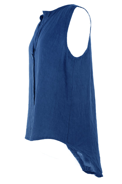 Sleeveless Button Detail Linen Top