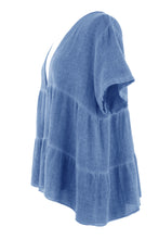Load image into Gallery viewer, Button Tiered Linen Top
