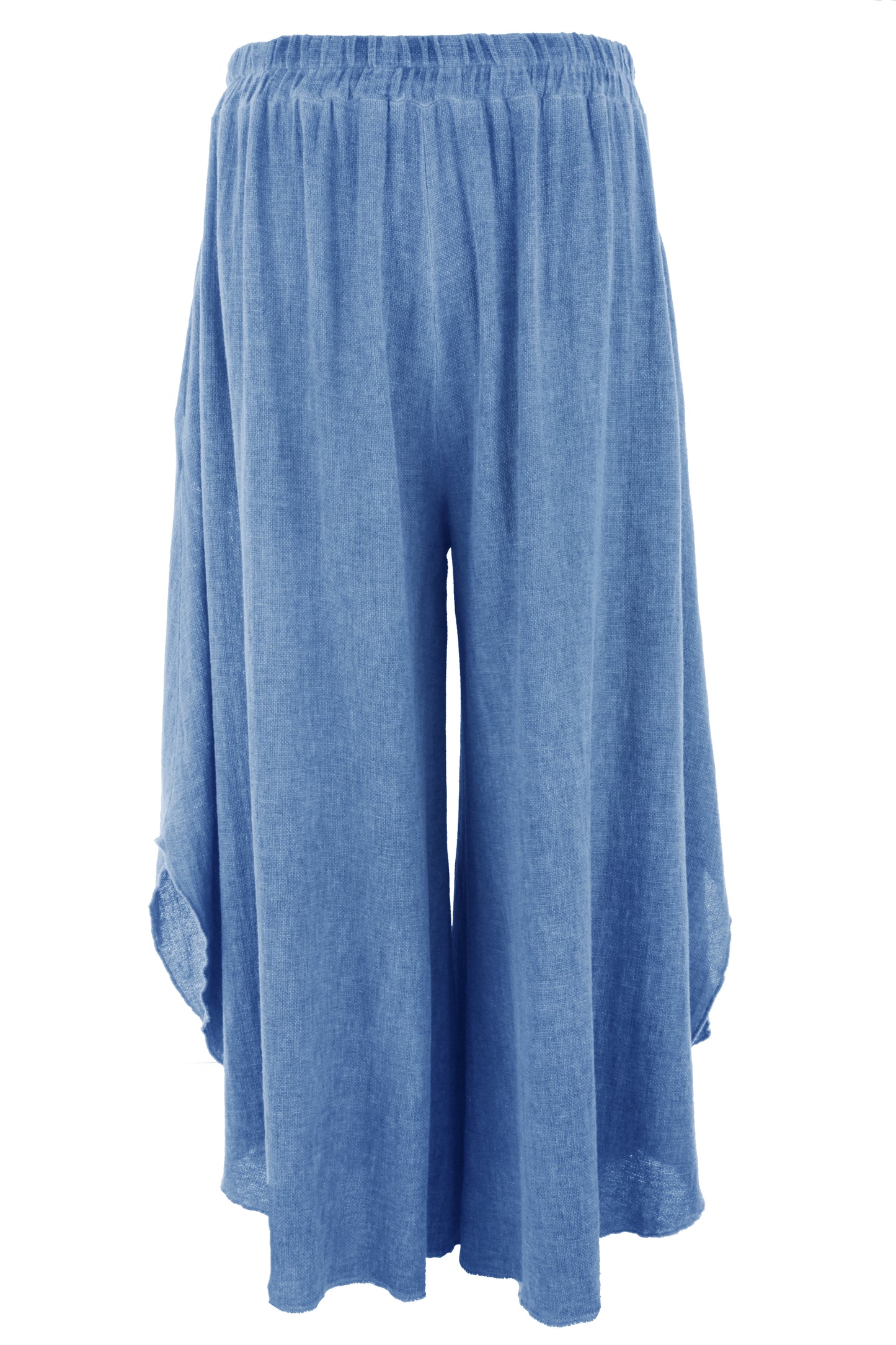 Side Slit Wide Leg Teabag Linen Trouser