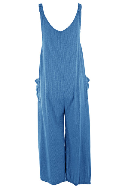 Button Detail Stripe Jumpsuit