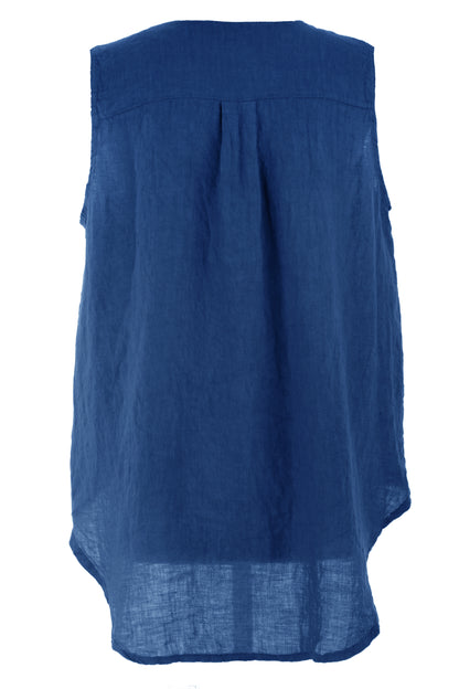 Sleeveless Button Detail Linen Top