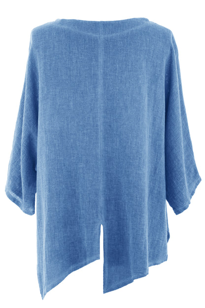 V Cutout Hem Linen Teabag Top