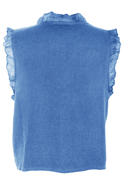 Sleeveless Frill Trim Teabag Top