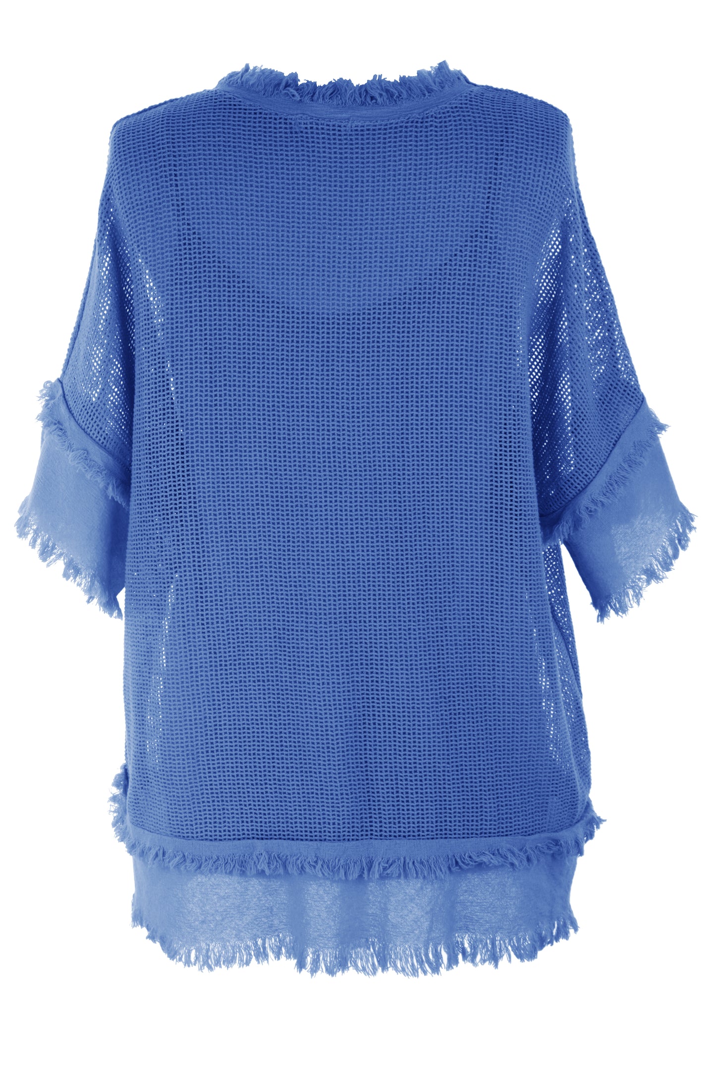 Frayed Trim Mesh Top with Vest