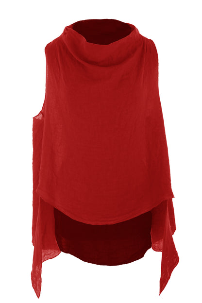 Sleeveless Cowl Neck Linen Top
