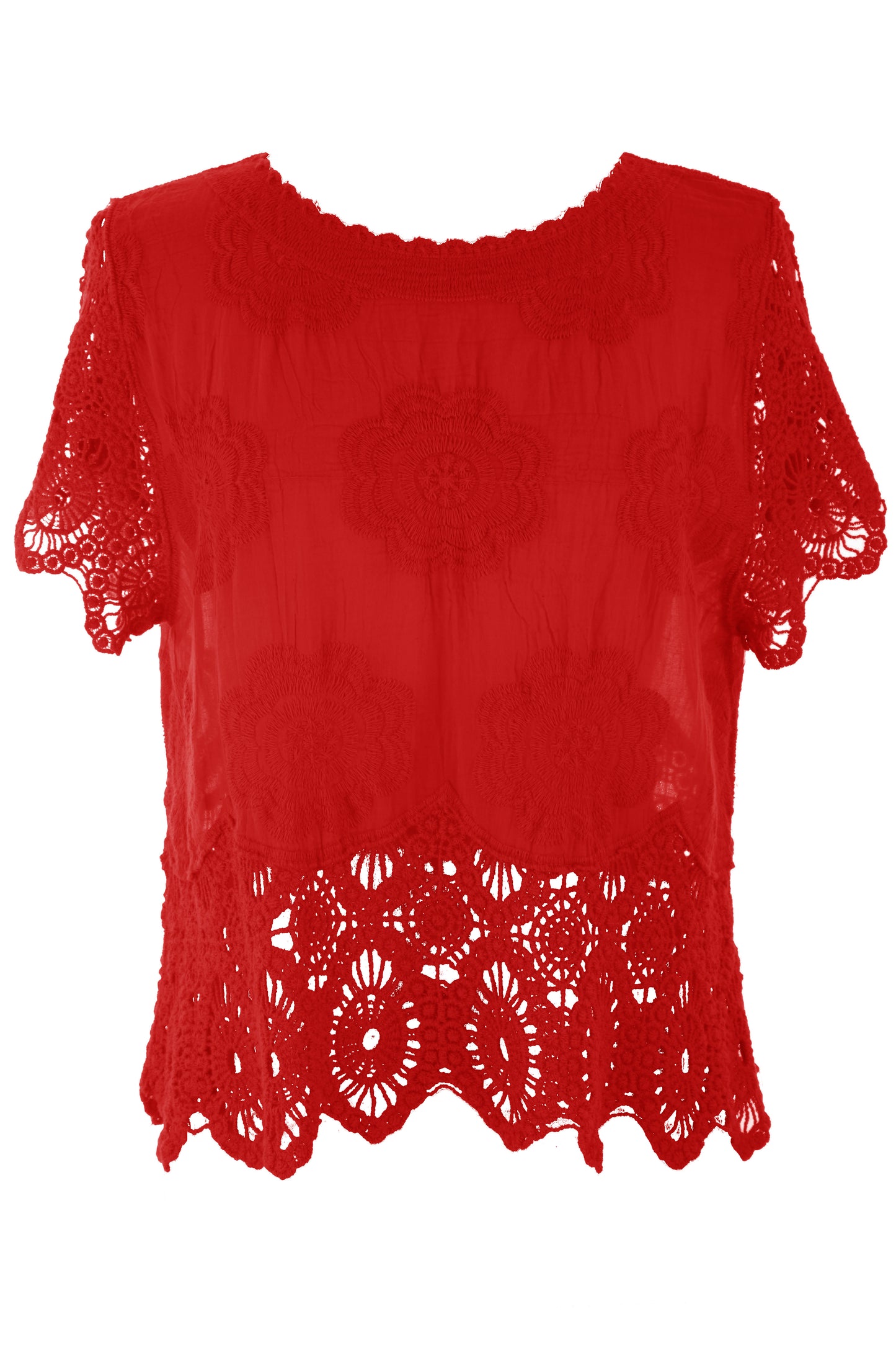Crochet Trim Cotton Top