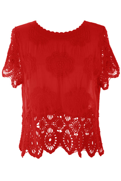 Crochet Trim Cotton Top