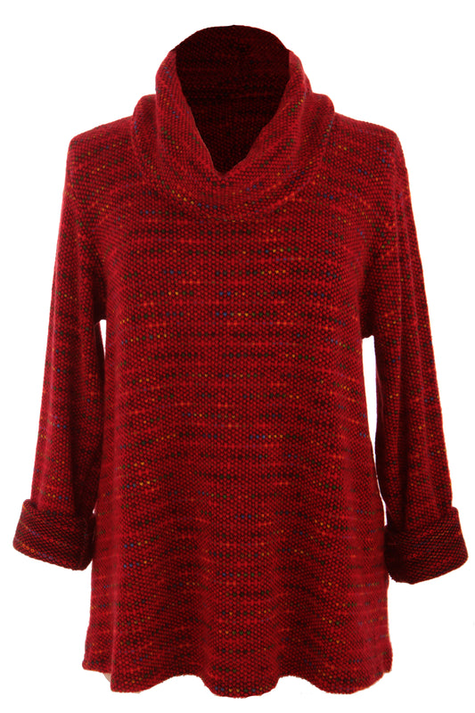 Cowl Neck Tweed Top