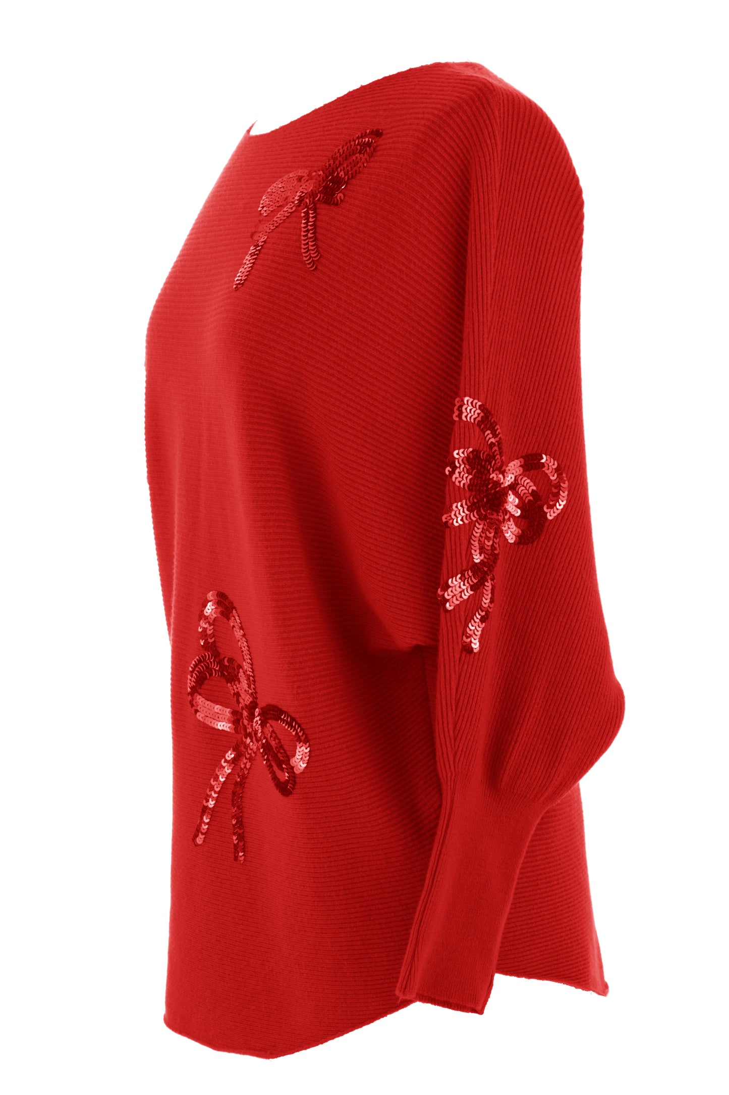 Sequin Bows Ribbed Knit Jumper